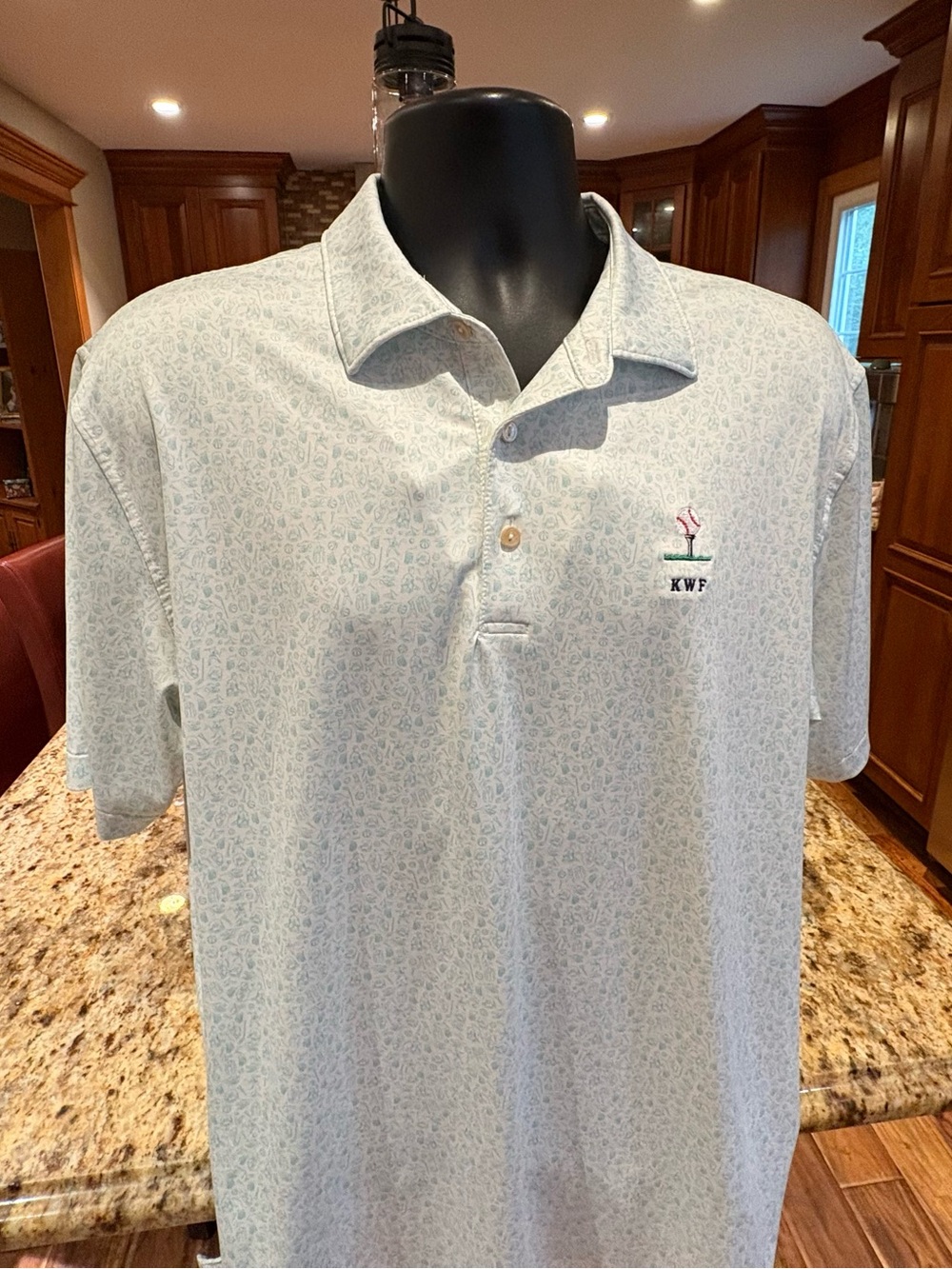 Peter Millar men’s Summer Comfort performance golf polo. Sharp sports pattern. L